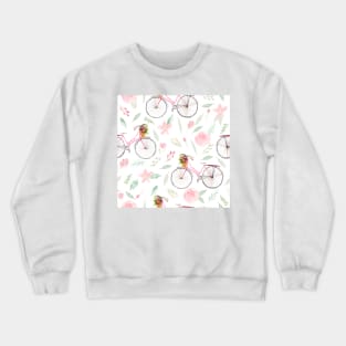 Whimiscal Bicycles | Watercolor | Rose pink Crewneck Sweatshirt